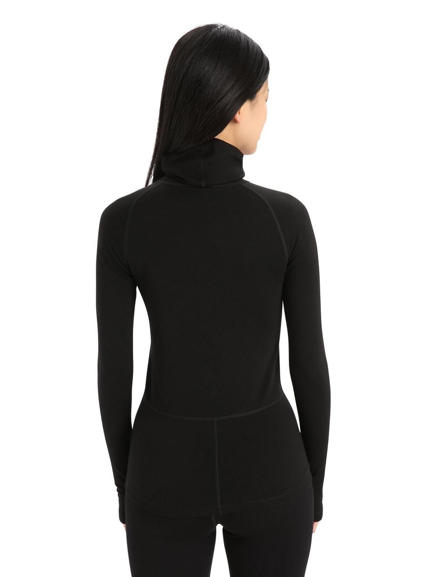 Black Icebreaker MerinoFine™ Long Sleeve Roll Neck Women's Base Layers | AU 1896XYUF